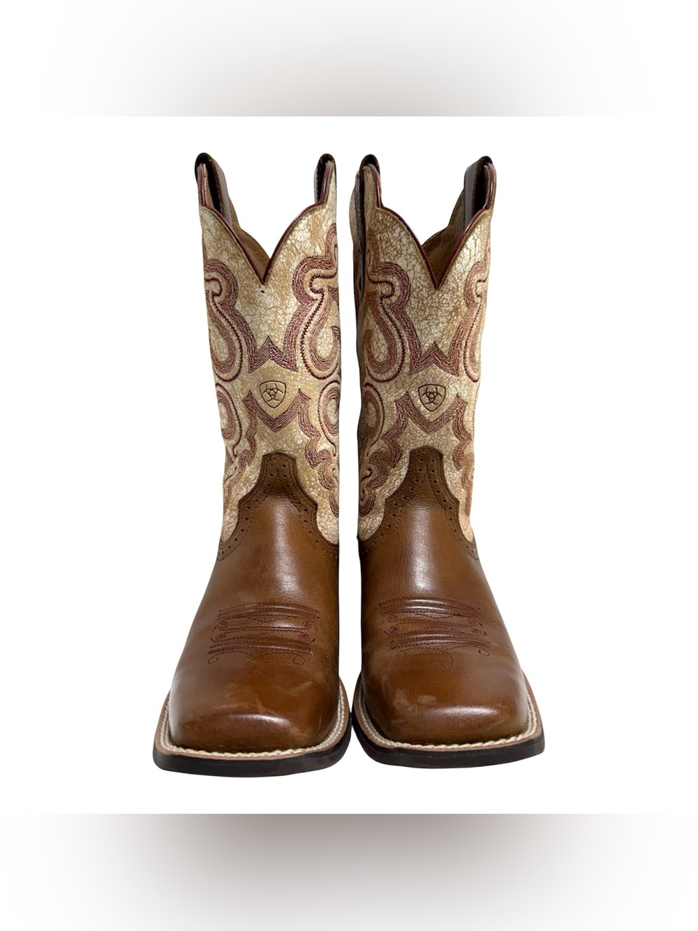 Ariat Quickdraw Women’s 7B Square Toe Western Cowboy Rodeo Boots Brown Leather - Picture 2 of 15